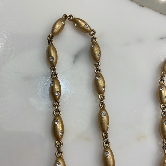 Gloria Vanderbilt Vintage Lng.Oval Nugget W-Crystals Necklace-Substantial Weight - Picture 7 of 8